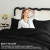 CozyLux Queen Comforter Set Black, 3 Pieces Solid Comforters Queen Size Breathable Quilted Bedding Sets