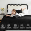 CozyLux Queen Comforter Set Black, 3 Pieces Solid Comforters Queen Size Breathable Quilted Bedding Sets