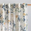 MYSKY HOME Floral Linen Curtains 84 Inch Long Set of 2 for Living/Dining Room Semi Sheer Light Filtering Farmhouse Flower Patterned Back Tab Drapes