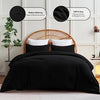 CozyLux Queen Comforter Set Black, 3 Pieces Solid Comforters Queen Size Breathable Quilted Bedding Sets