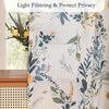 MYSKY HOME Floral Linen Curtains 84 Inch Long Set of 2 for Living/Dining Room Semi Sheer Light Filtering Farmhouse Flower Patterned Back Tab Drapes