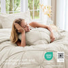 Sasttie Queen Comforter Set, 7-Piece Bed in a Bag, Pintuck Bedding Sets for All Season, Includes Comforter