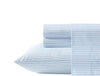 Laura Ashley - Queen Sheet Set, Crisp & Cool Cotton Percale Bed Sheets, Deep Pockets, Striped Bedding with Matching Fitted Sheet & Pillowcases (Bedford Skinny Stripe Blue)