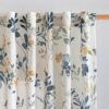 MYSKY HOME Floral Linen Curtains 84 Inch Long Set of 2 for Living/Dining Room Semi Sheer Light Filtering Farmhouse Flower Patterned Back Tab Drapes