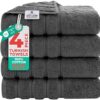 American Soft Linen Luxury 4 Piece Bath Towel Set, 600 GSM 100% Cotton Turkish Bath Towels for Bathroom, 27x54 in Large Bathroom Shower Towels, Dark Gray : Home & Kitchen