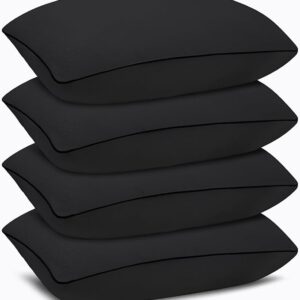 Standard Size Bed Pillows for Sleeping 4 Pack,Luxury Hotel Pillows,Comfortable and Supportive,Machine Washable,Suitable for Stomach,Back and Side Sleepers.(Black)