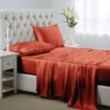 Lanest Housing Silk Satin Sheets, Full Size Satin Bed Sheet Set with Deep Pockets