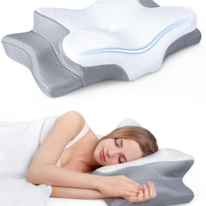 Ultra Pain Relief Cooling Pillow for Neck Support, Adjustable Cervical Pillow Cozy Sleeping, Odorless Ergonomic Contour Memory Foam Pillows, Orthopedic Bed Pillow for Side Back Stomach Sleeper