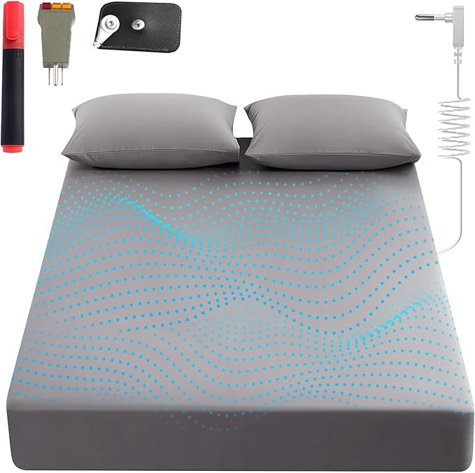 Grounding Sheets King, 90% Organic Cotton+ 10% Pure Silver Fiber,Grounded Bed Sheet Kit