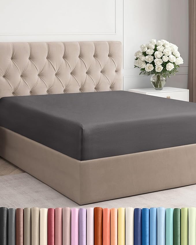 Full Fitted Bed Sheet - Bottom Single Fitted Sheet Only - Ultra-Soft Hotel Luxury Bedding w/ 8-16 Inch Deep Pockets