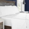 Columbia Omni Freeze Super Soft Breathable, Moisture-Wicking, Cooling Sateen Flat Sheet, Fitted Sheet, and Pillow Case Set, Luxury 4 Piece White Queen Bedsheets Set