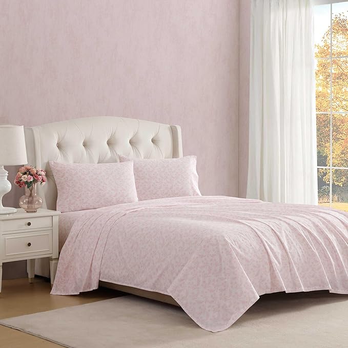 Laura Ashley - Queen Sheet Set, Crisp & Cool Cotton Percale Bedding with Deep Pockets