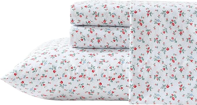 Laura Ashley - Queen Sheet Set, Crisp & Cool Cotton Percale Bedding with Deep Pockets