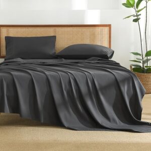 Andency Dark Grey Sheets King Set 4 Pieces, Super Soft Sheets for King Size Bed